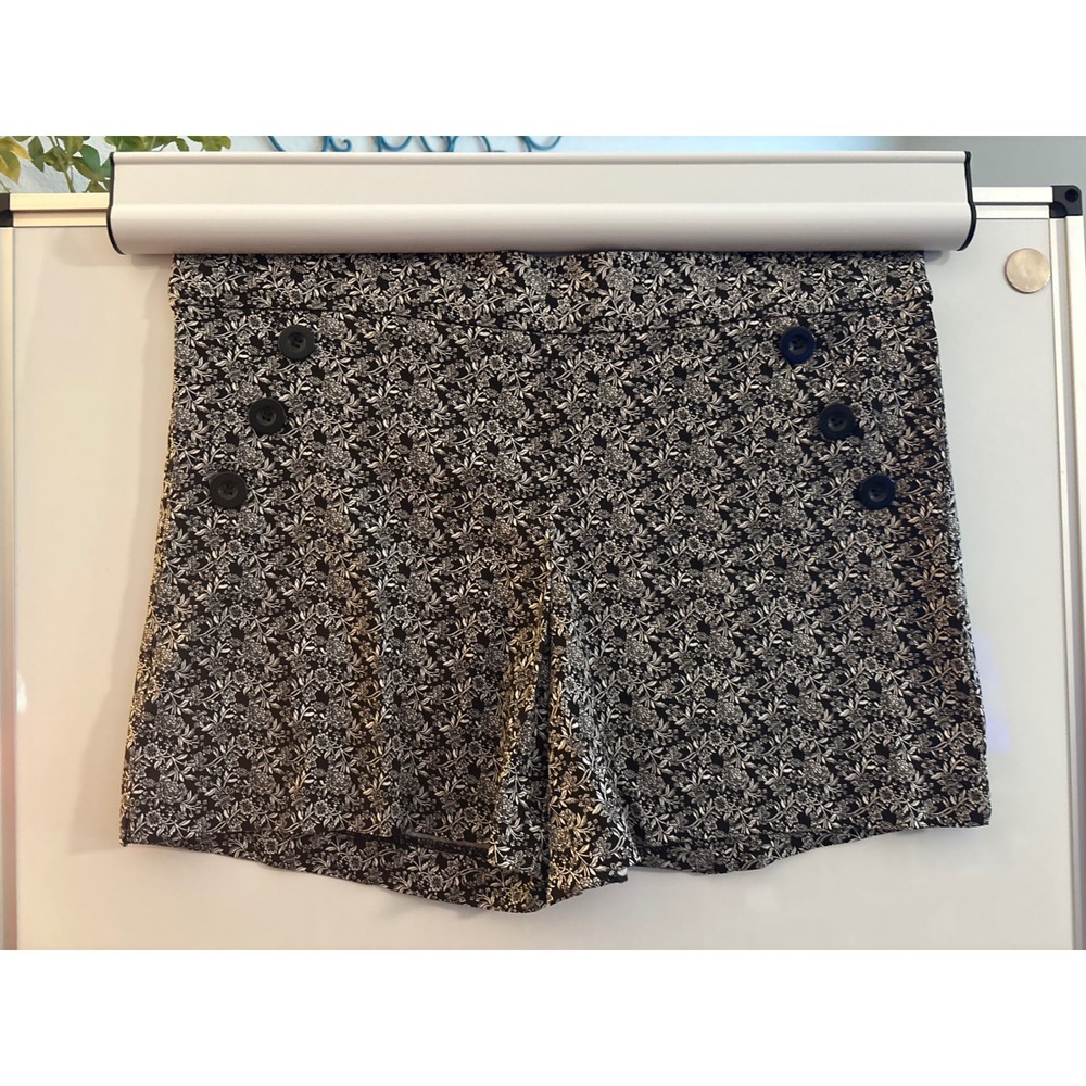 NYCC New York Clothing Co Floral Sailor Shorts‎ Black White High Waist Womens 14